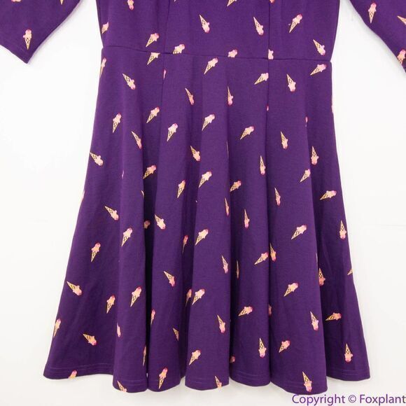 Unique Vintage Gwynnie Bee Purple Ice Cream Cone Fit And Flare Dress, 0XL - Picture 6 of 16